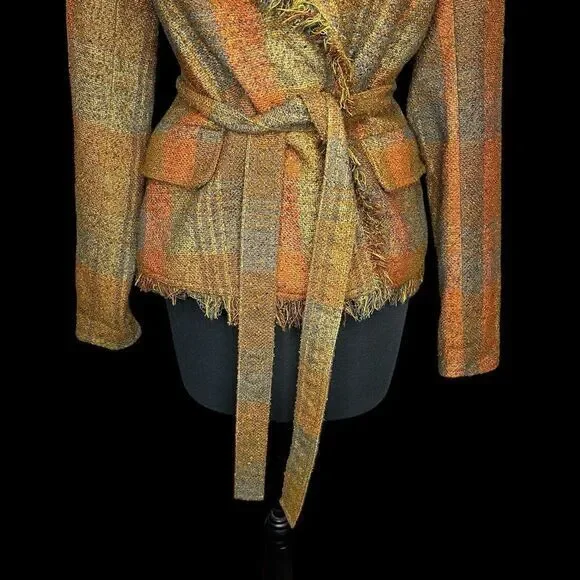 Anthropologie Orange and Brown Plaid Blazer - Picture 3 of 12